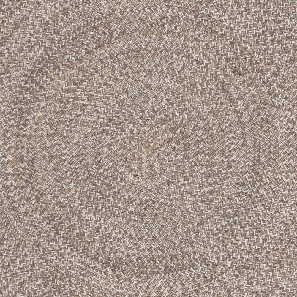 Handmade Ivory & Beige Round Braided Wool-Cotton Rug, 4' Diameter