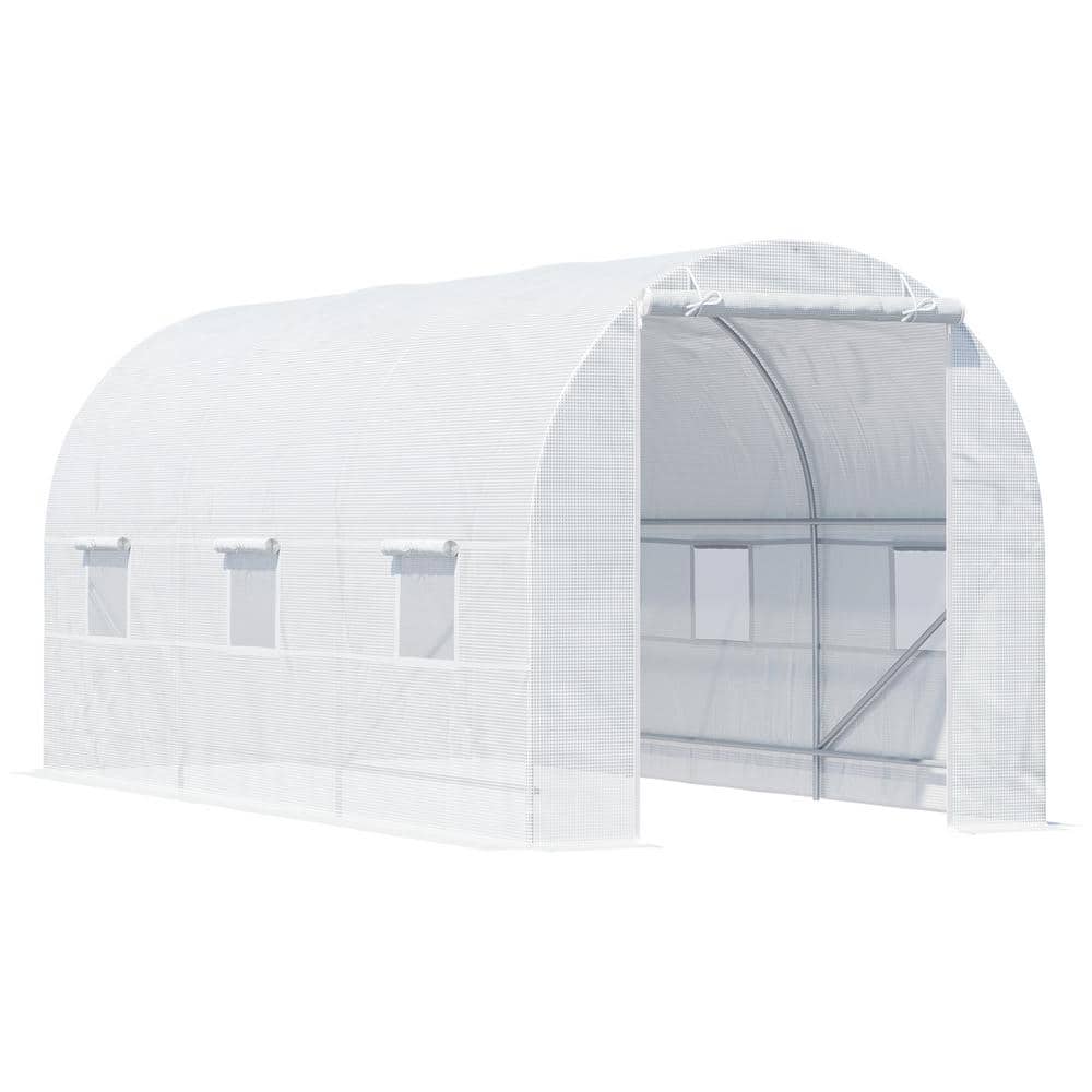 PE Walk-in Greenhouse Outdoors with 6-Roll-up Windows 7 ft. W x 15 ft. D 2-layer and Roll Up Door, UV Waterproof Cover price history on PriceWatchPro