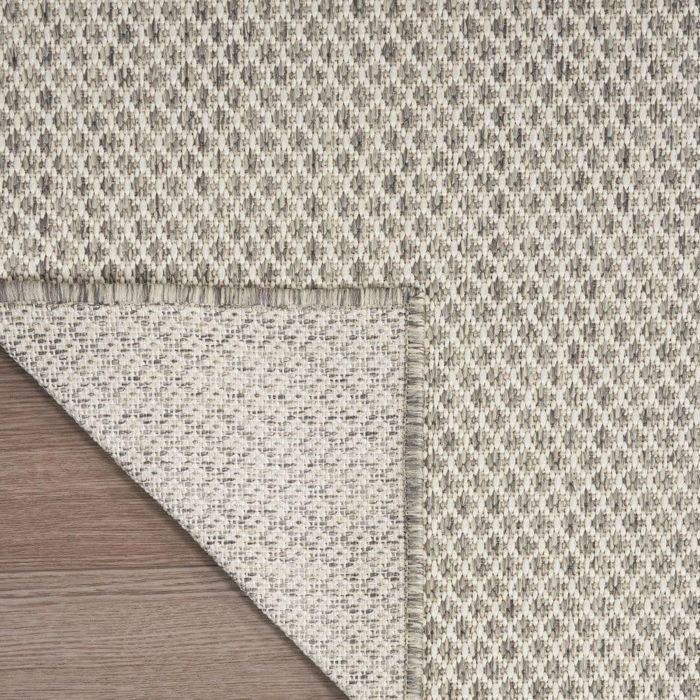 Ivory Silver Geometric Flat Woven Indoor/Outdoor Rug 3' x 5'