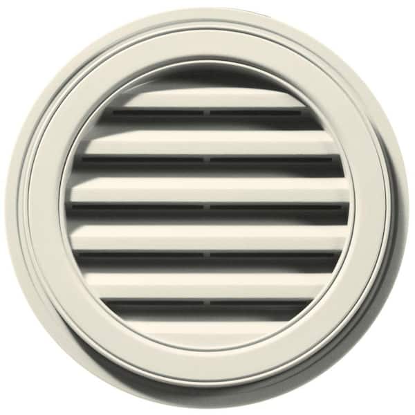 Builders Edge 18 in. x 18 in. Round Beige/Bisque Plastic Weather Resistant Gable Louver Vent