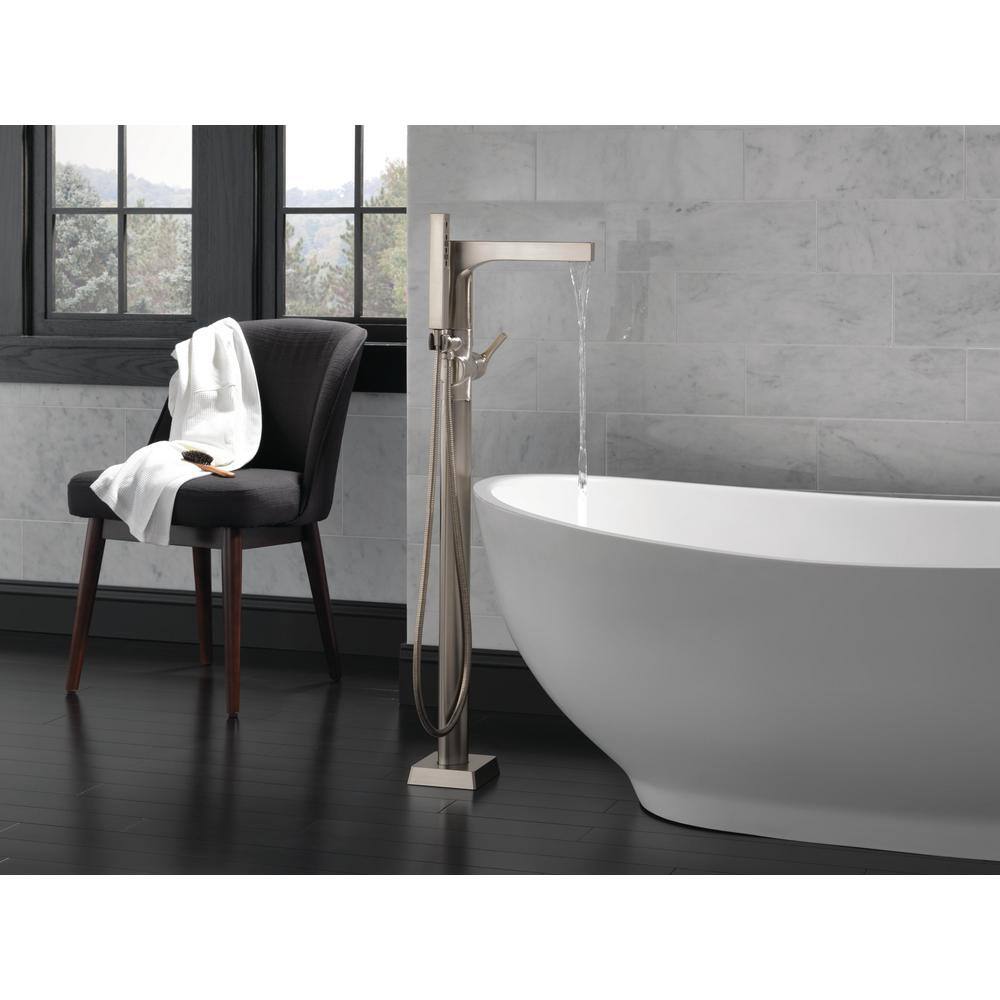 Stainless Steel Modern Floor Mounted Tub Faucet with Handshower