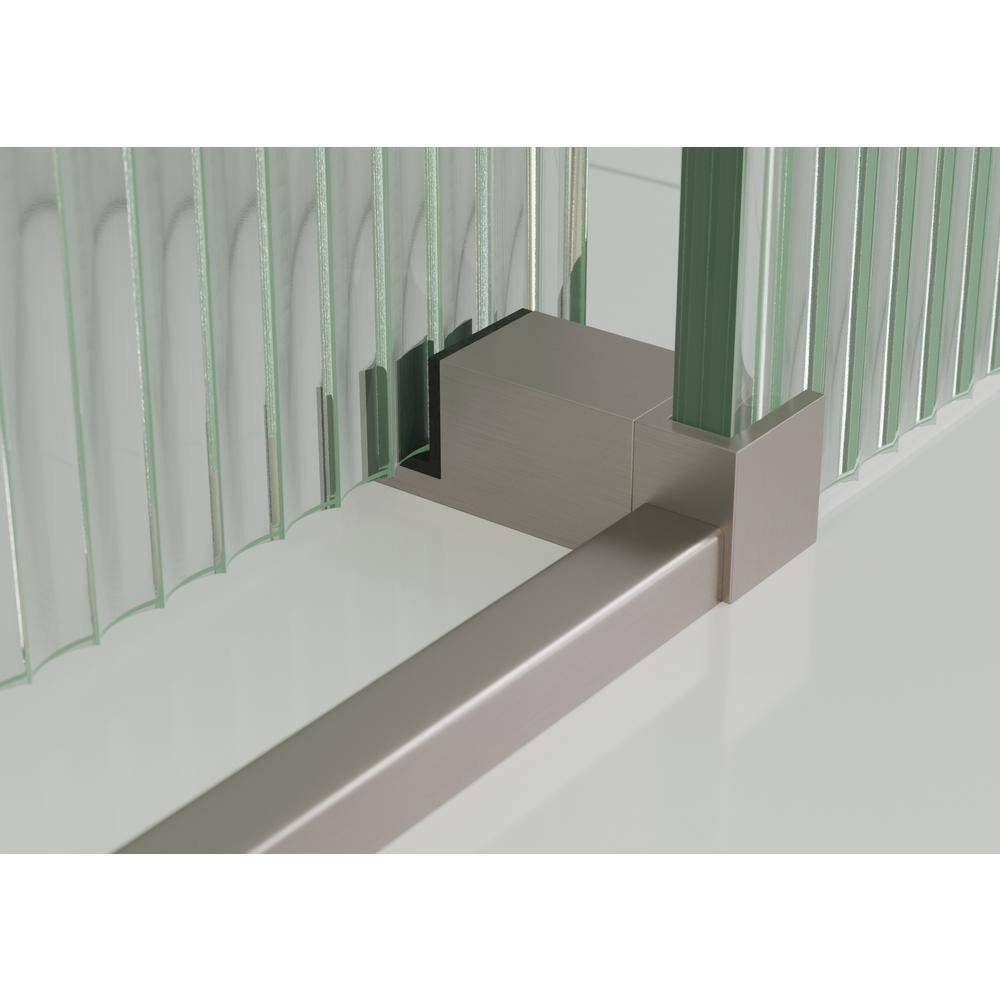 Galaxy 60 in. x 78 in. Frameless Fluted Glass Sliding Shower Door in Brushed Nickel