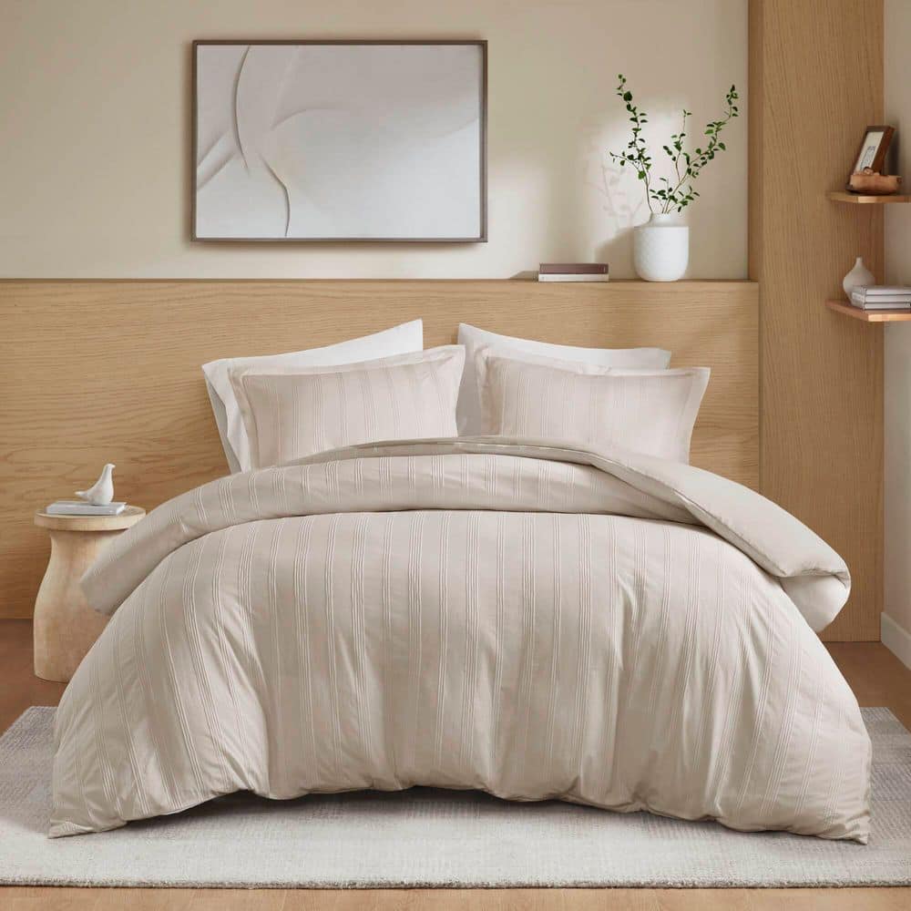 Logan 3-Piece Neutral Polyester California King Woven Striped Duvet Set price history on PriceWatchPro
