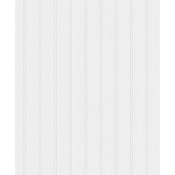 NextWall 31.35 sq. ft. Off-White Faux Beadboard Vinyl Paintable Peel and Stick Wallpaper Roll