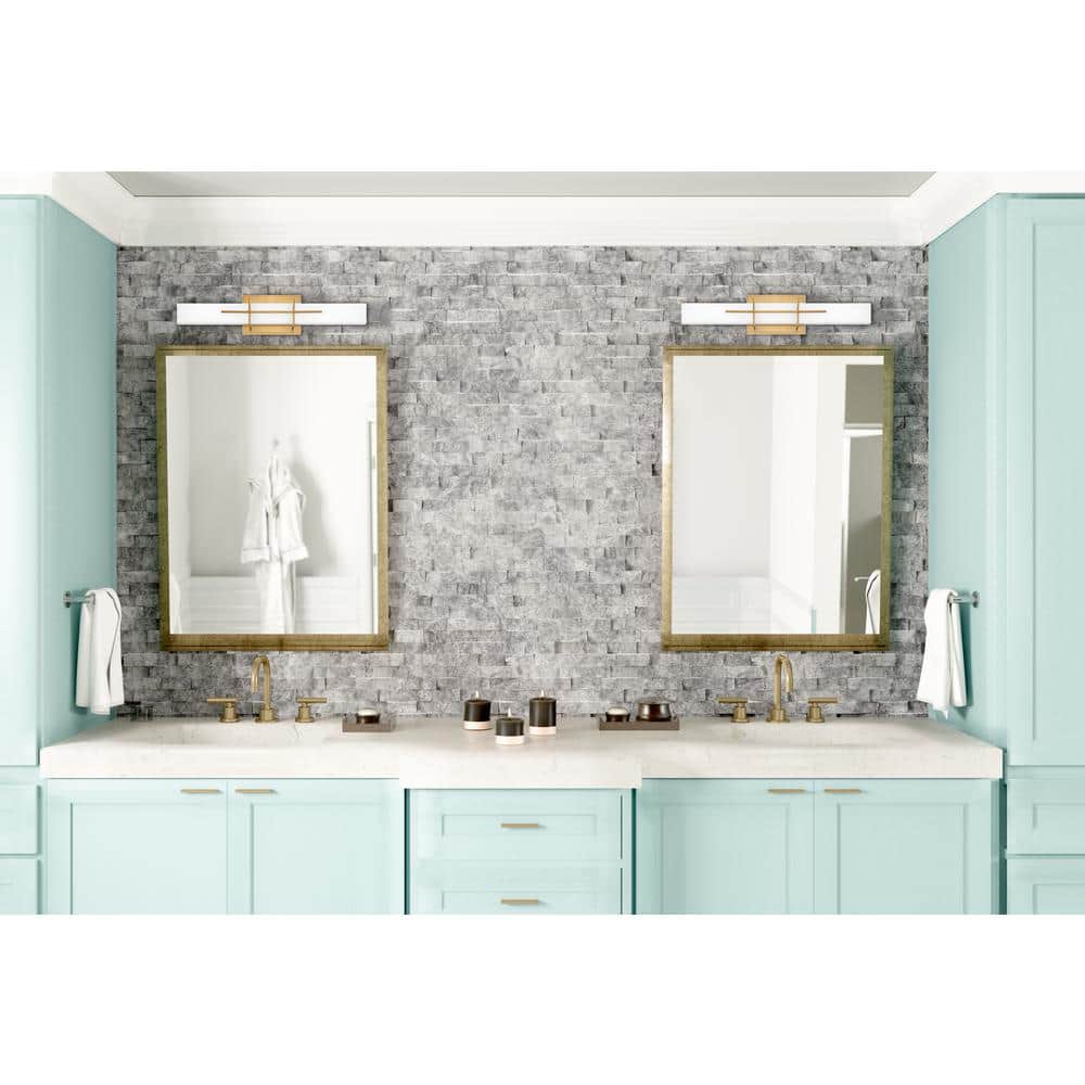 Gemini Aged Brass 22.5" LED Bath Vanity Light with Opal Glass Shade