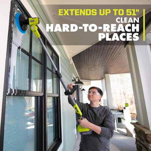 RYOBI ONE+ 18V Cordless Telescoping Power Scrubber with Cordless Handheld  Sprayer (Tools Only) P4500-PSP01B - The Home Depot