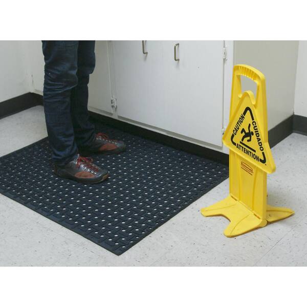 Rubber-Cal Safe-Grip Slip-Resistant Traction Mats - 1/4 in x 34 in x 8 ft - Black Rubber Runner