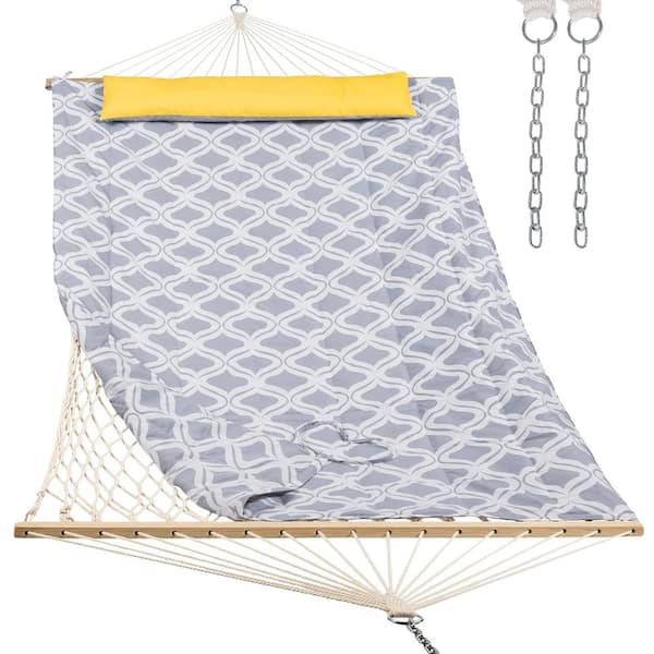 Atesun 10-15 ft. Portable Hammock With Detachable Pad and Pillow, Gray Drops