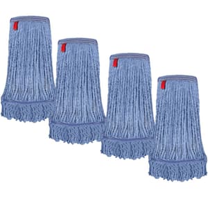 1.25 in. Loop End Commercial String Mop Blended Mop Head Replacement Refill 24 oz. Blue (4-Pack)