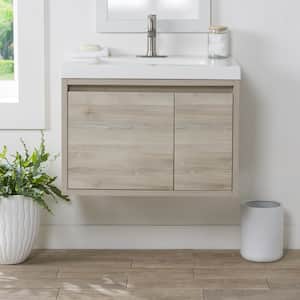 Millhaven 31 in. W x 19 in. D x 22 in. H Single Sink Floating Bath Vanity in Sable with White Cultured Marble Top