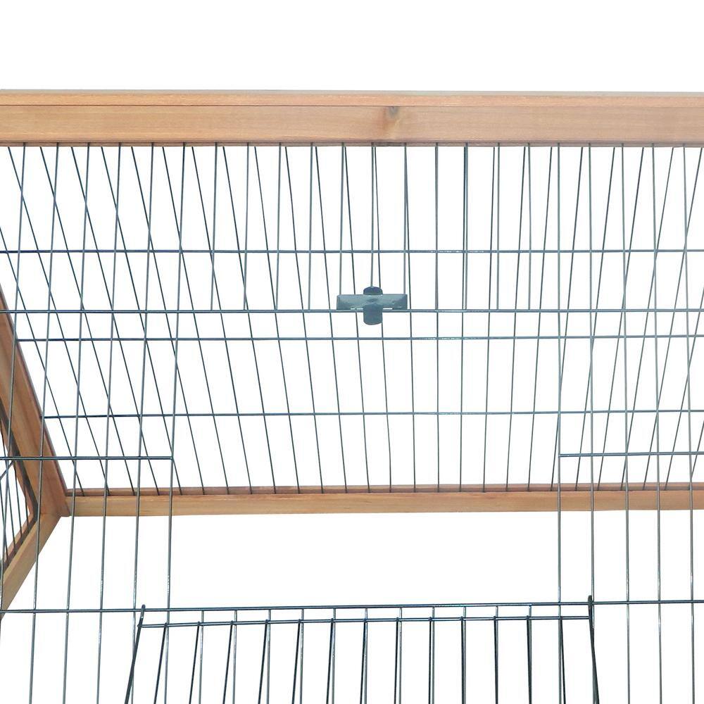 Natural Wood and Iron A-Frame Guinea Pig Hutch with Run