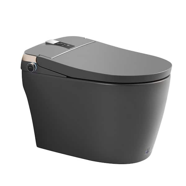 Elongated Smart Toilet Bidet with Bidet Built in, Heated Seat, Foot Sensor, Auto Open/Close, Remote 1.28 GPF Matte Gray