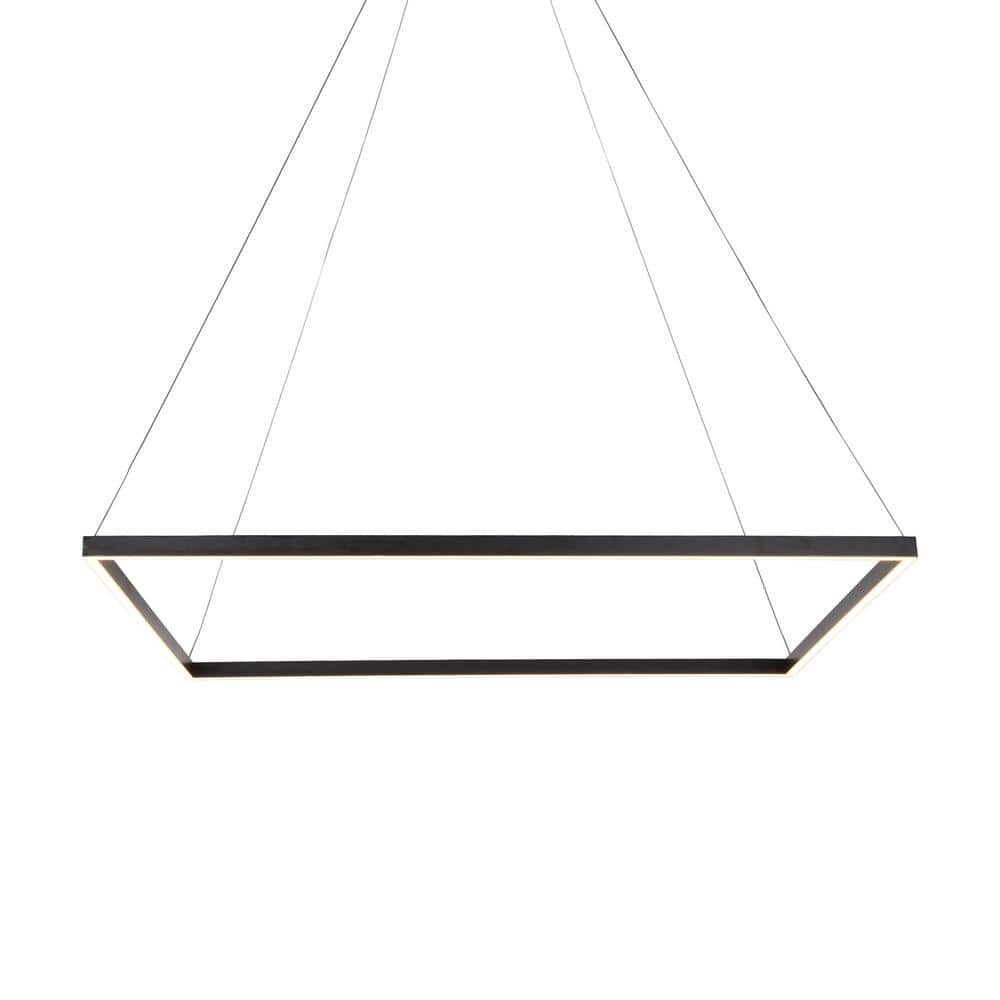 Black Square LED Chandelier with Adjustable Height