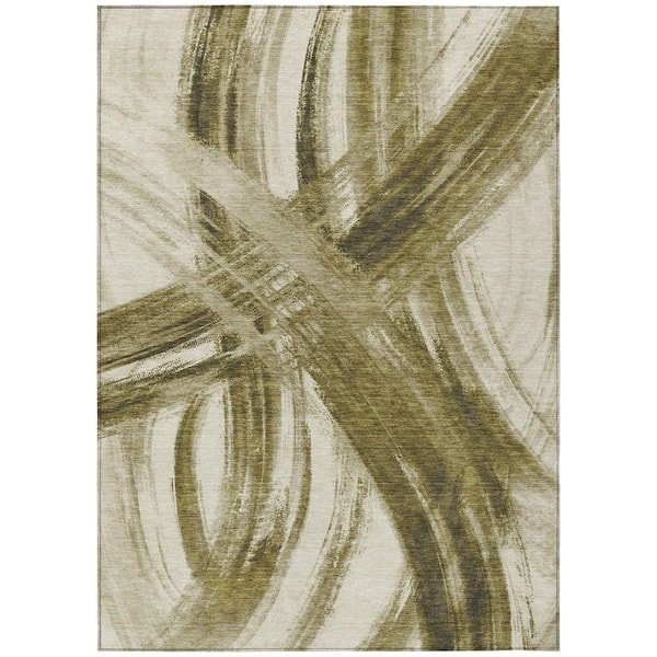 Chantille Machine Washable Indoor/Outdoor Abstract ACN2421 Khaki 5 ft. x 7 ft. 6 in. Area Rug