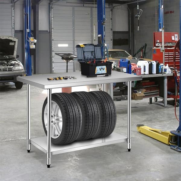 Silver Stainless Steel 48 in. Kitchen Prep Table