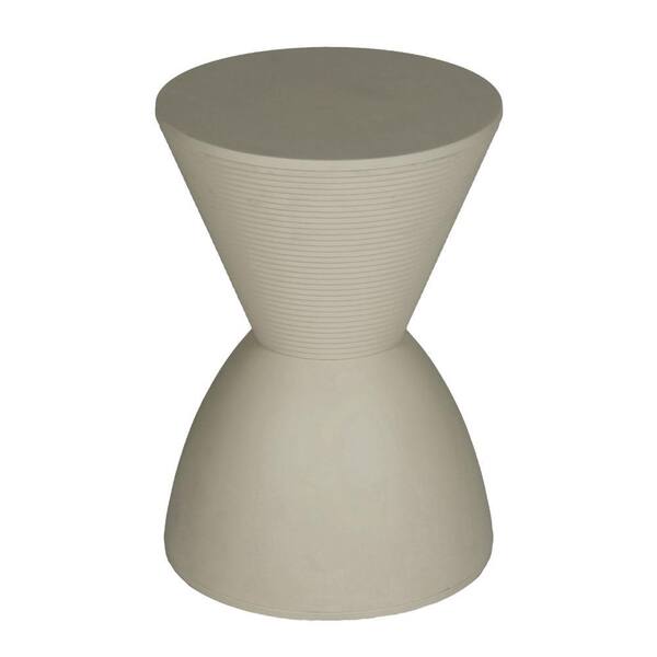 Benjara 12 in. Gray Round Plastic Top End/Side Table with Pedestal Base