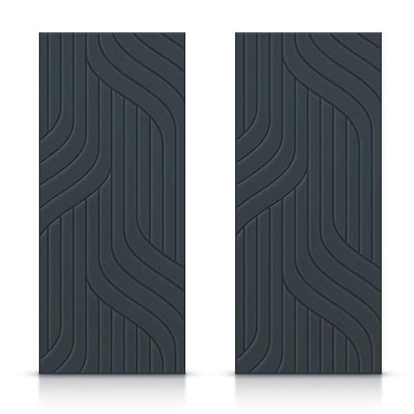 CALHOME 48 in. x 80 in. Hollow Core Charcoal Gray Painted Composite MDF Interior Double Closet Sliding Doors