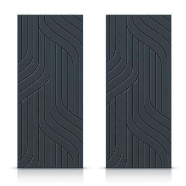 CALHOME 72 in. x 80 in. Hollow Core Charcoal Gray Painted Composite MDF Interior Double Closet Sliding Doors
