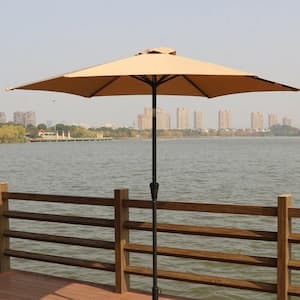 9 ft. Aluminum Outdoor Patio Umbrella With Carry Bag in Taupe