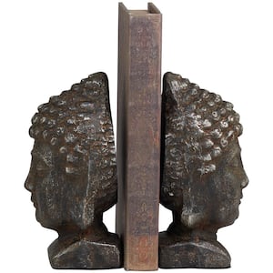 Black Metal Distressed Buddha Bookends (Set of 2)