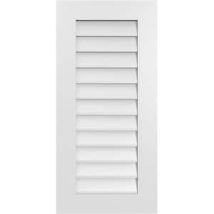 18 in. x 38 in. Vertical Surface Mount PVC Gable Vent: Decorative with Standard Frame