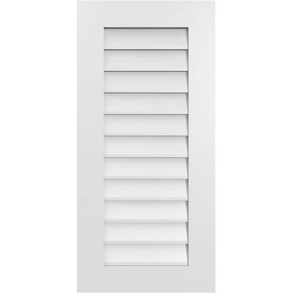 Ekena Millwork 18 in. x 38 in. Vertical Surface Mount PVC Gable Vent: Decorative with Standard Frame