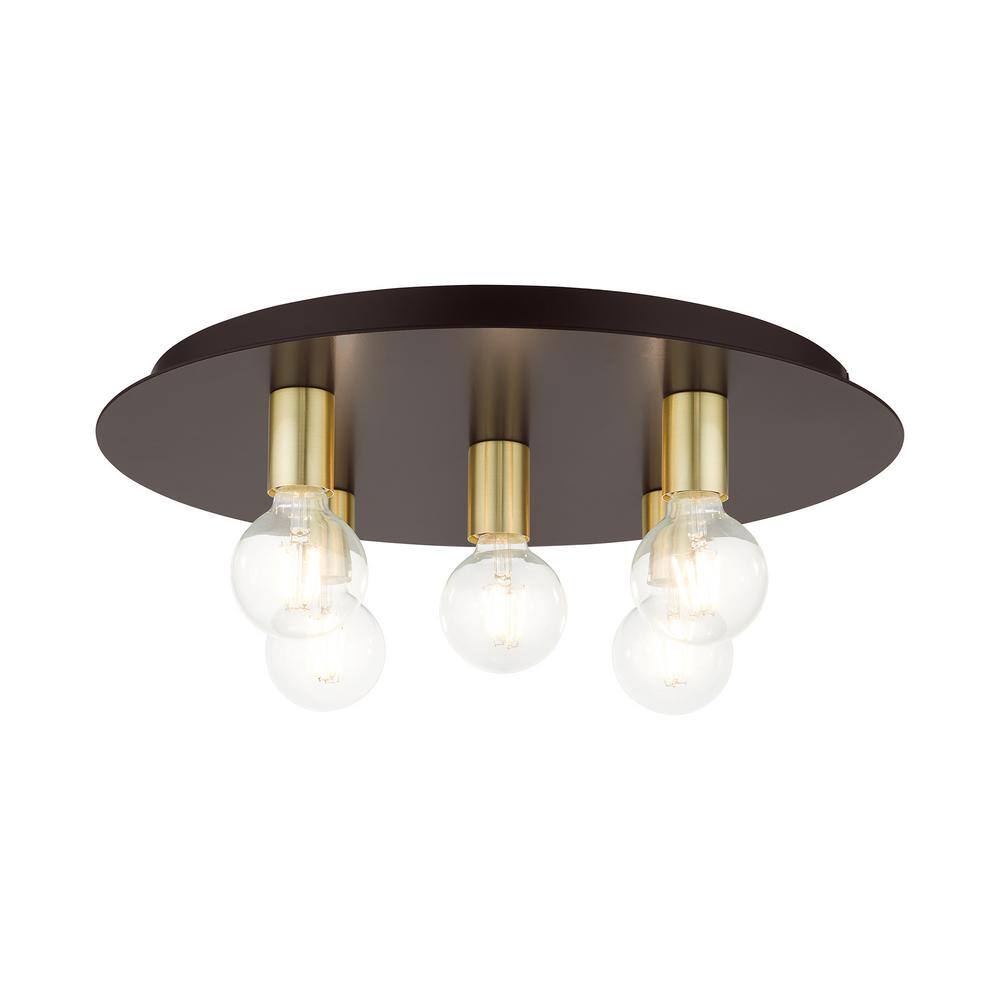 Bronze 5-Light Indoor/Outdoor Flush Mount Ceiling Fixture