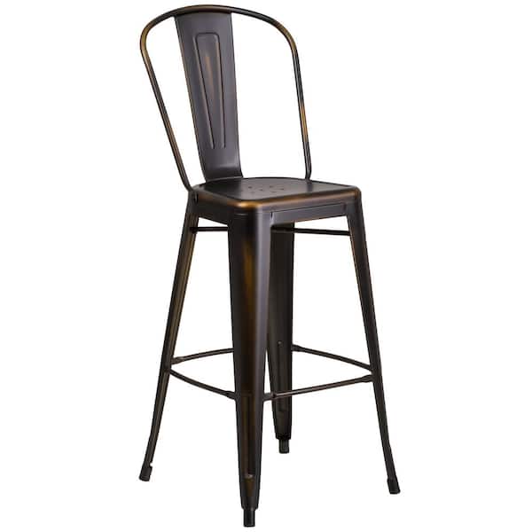 Flash Furniture 30 in. Distressed Copper Metal Bar Stool