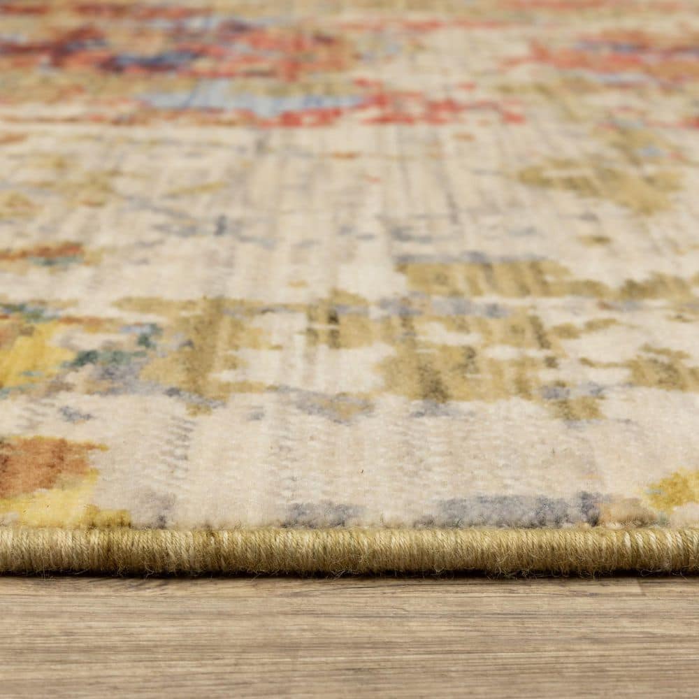 10' X 13' Beige And Blue Abstract Distressed Area Rug With Fringe price history on PriceWatchPro