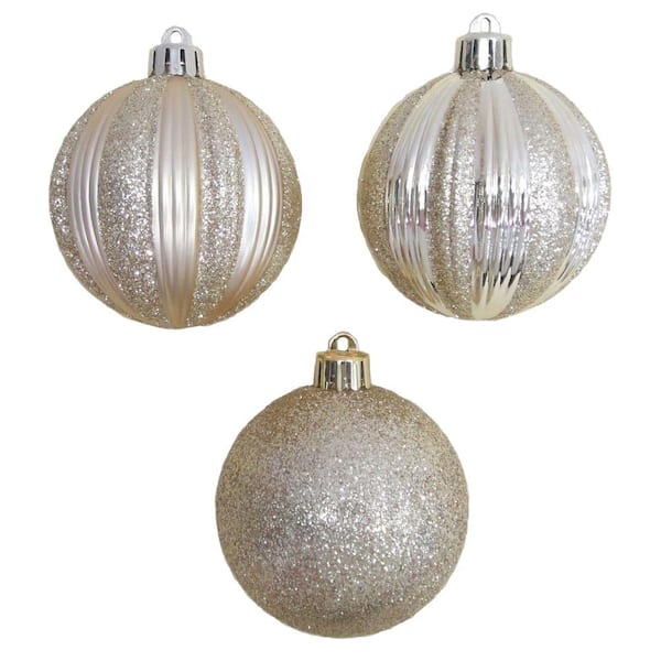 Home Accents Holiday 2 7 In Gold Striped Shatter Resistant Ornament