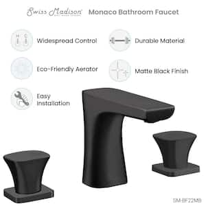 Monaco 8 in. Widespread Double Handles Bathroom Faucet in Matte Black