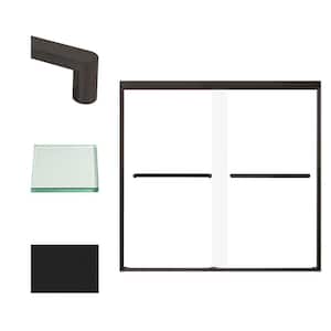 Frederick 59 in. W x 58 in. H Sliding Semi-Frameless Shower Door in Matte Black with Clear Glass