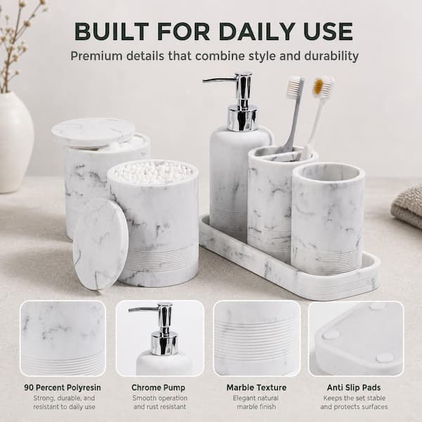 Numhew 6-Piece Bath Accessory Set with Toothbrush Holders, Soap