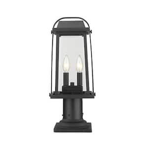 Millworks 18 .8 in 2 Light Black Outdoor Aluminum Hardwired Weather Resistant Pier Mount Light with No Bulbs Included