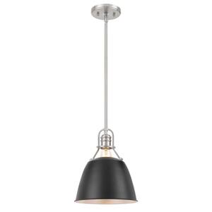 Helmut 10 in. x 10 in. x 12 in. 1-Light Brushed Nickel Finish Black shade Pendant