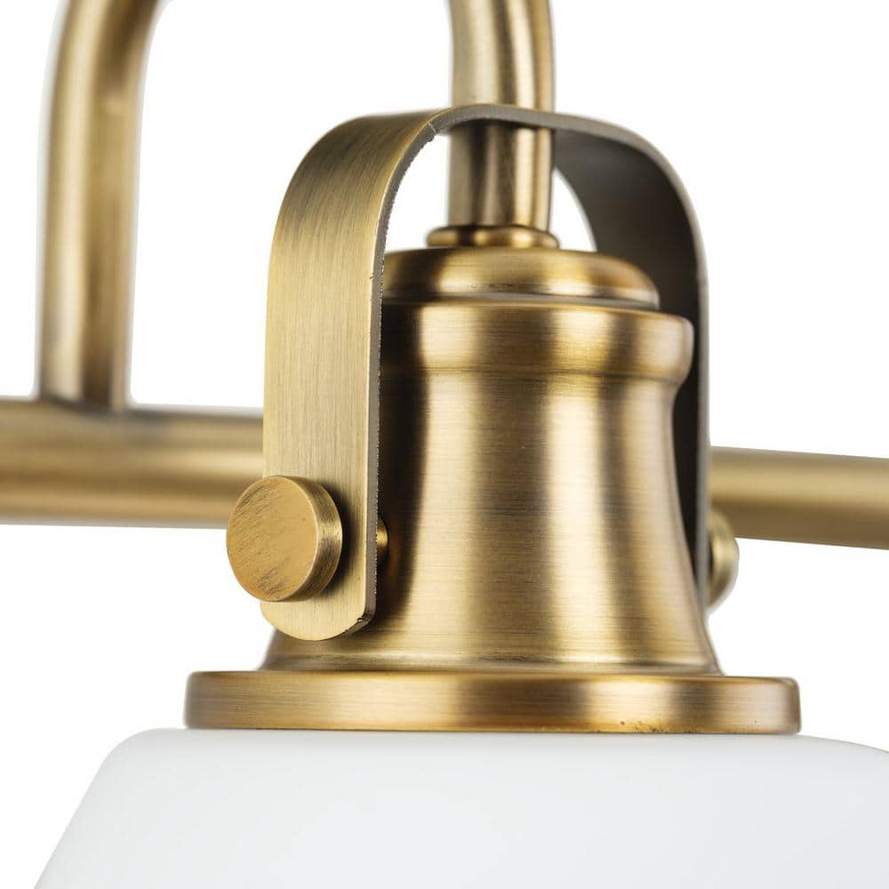 Vintage Brass 4-Light Vanity Fixture with Opal Glass Shades