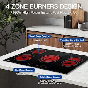 30 in. Built-In Electric Cooktop in Black With 4 Burners, 9 Heating Level, Timer and Safety Lock, Sensor Touch Control