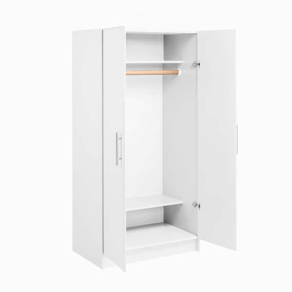 Prepac Elite 2 Shelf Engineered Wood Freestanding Wardrobe Cabinet in White 32 in. W x 65 in. H x 20 in. D WEW 3264 The Home Depot