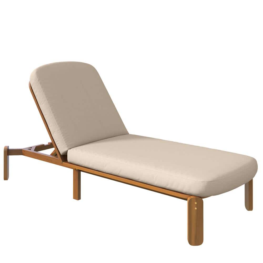 Outdoor Acacia Wood Chaise Lounge Chair, 3 Adjustable Backrest Patio Reclining Lounge Chair with Cushions in Brown price history on PriceWatchPro