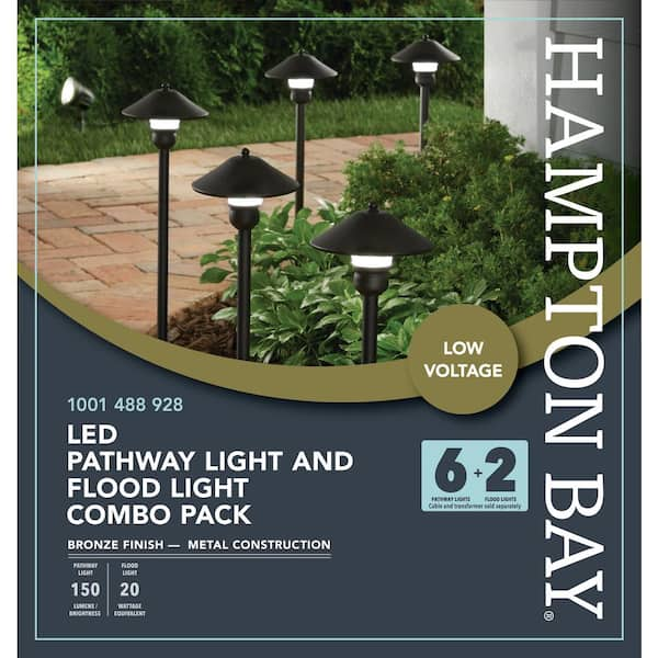 hampton bay led metal pathway lights bronze finish