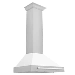 30 in. 400 CFM Ducted Vent Wall Mount Range Hood with White Matte Shell in Stainless Steel