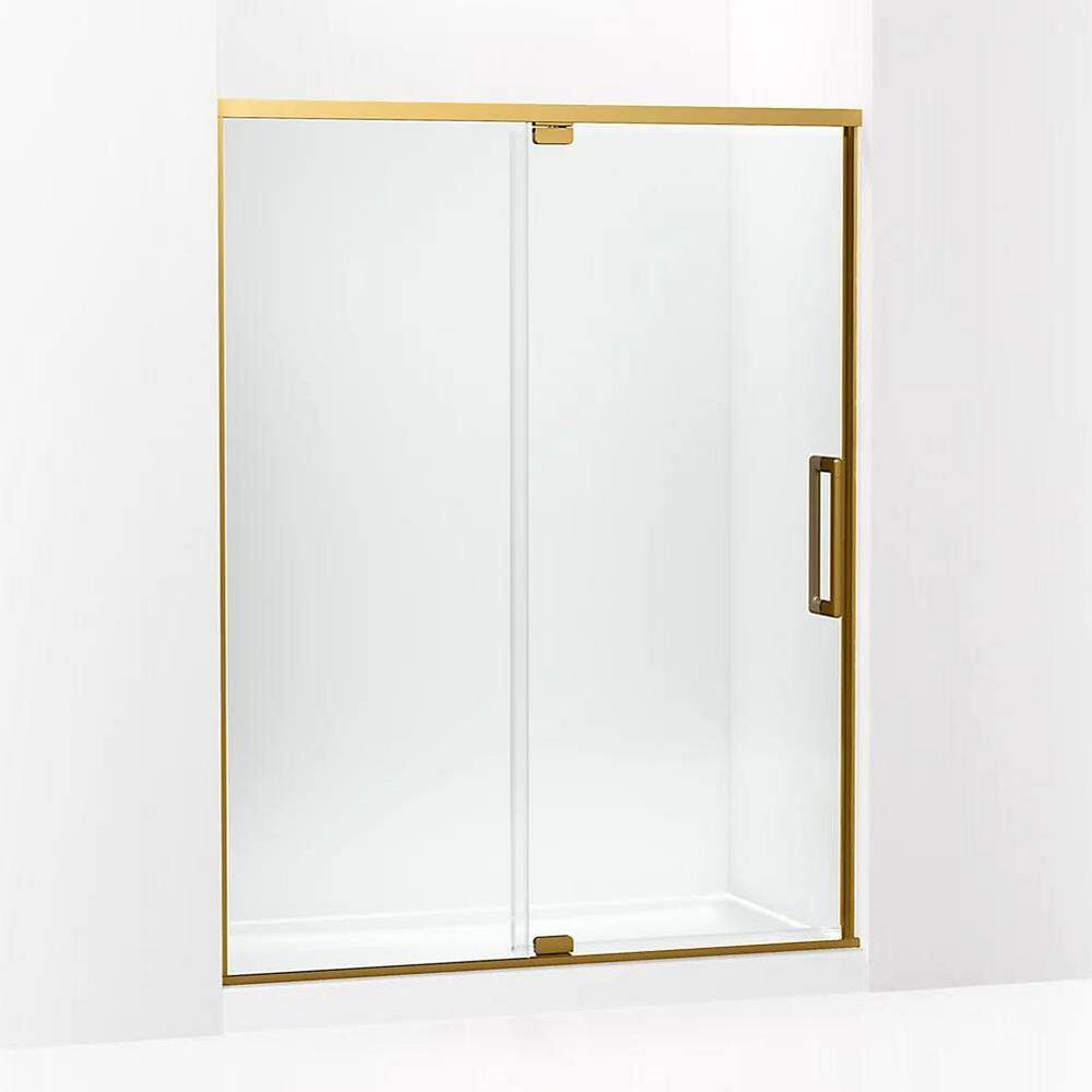 Statement 60 in. W x 76 in. H Pivot Framed Shower Door in Brass Finish with Clear Glass price history on PriceWatchPro