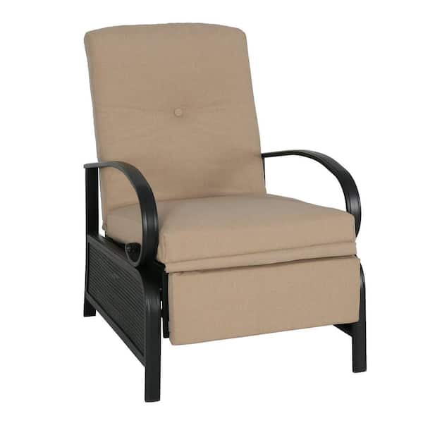 UPLAND Steel frame Outdoor Chaise Lounge and Indoor Recliner with Beige Cushion