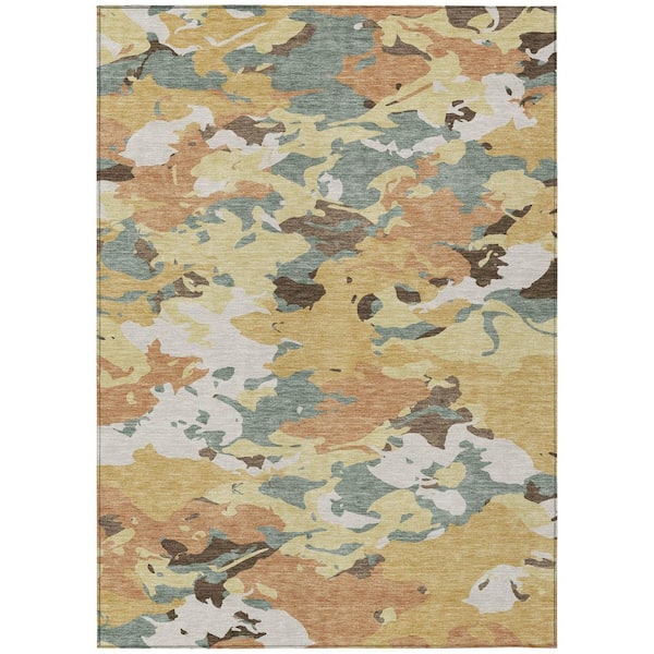 Chantille Machine Washable Indoor/Outdoor Abstract ACN2497 Gold 3 ft. x 5 ft. Area Rug
