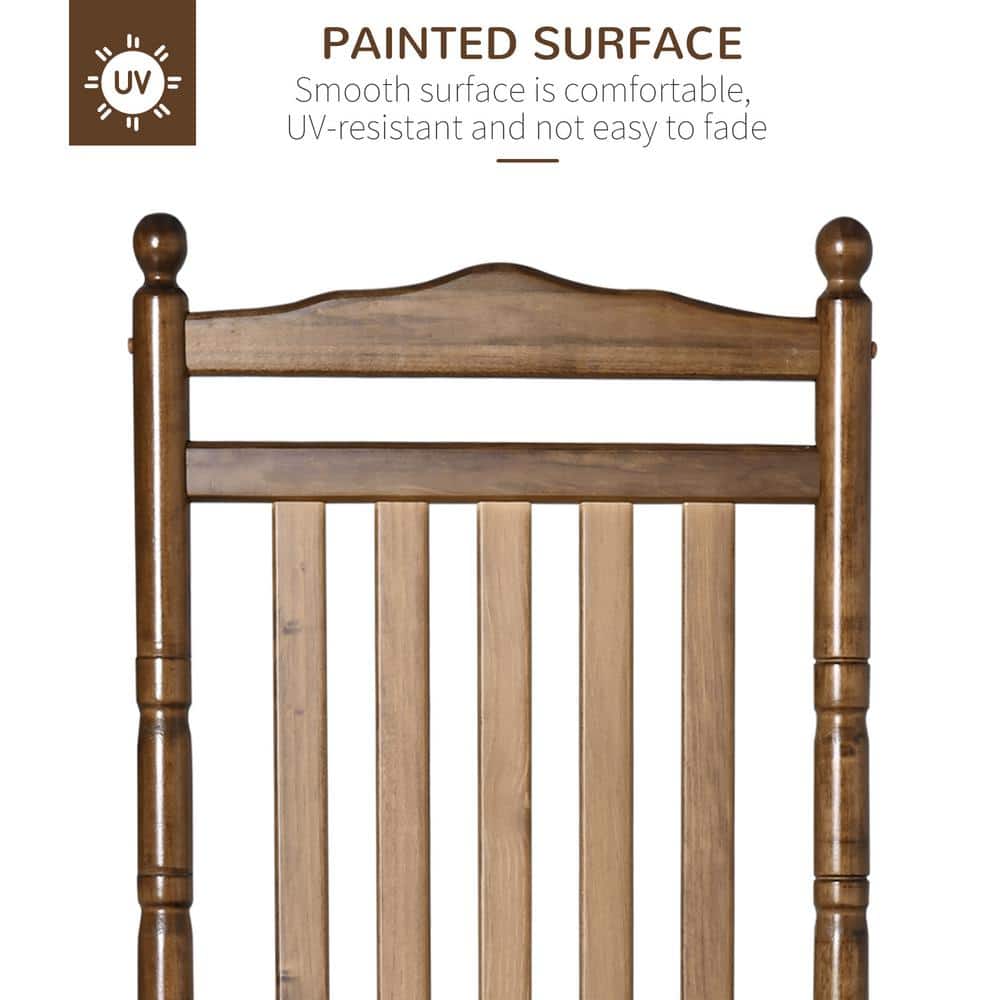 Brown Wooden High-Back Rocking Chair with Arms