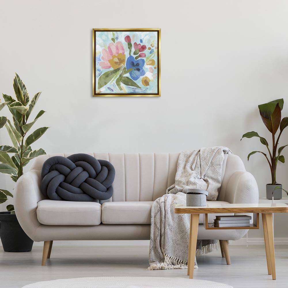 Stylish Pop Flowers by June Erica Vess Gold Floater Frame Nature Graphic Art Print 25 in. x 25 in. price history on PriceWatchPro
