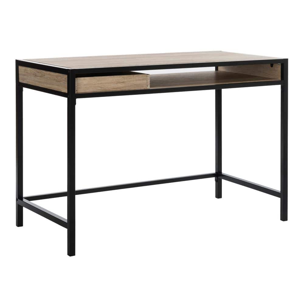 Alan Rustic Brown and Black Wood Corner Desk with Drawer