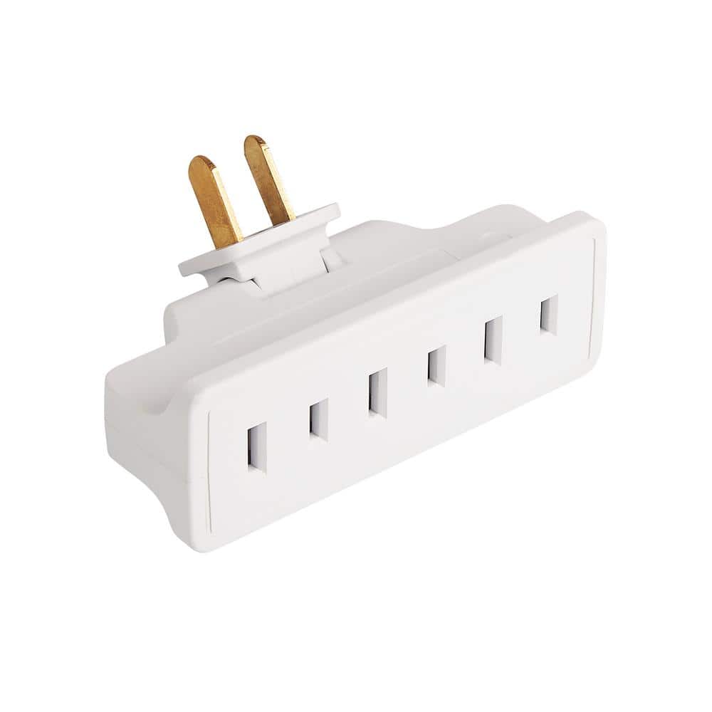 Commercial Electric 15 Amp 3-Outlet Grounded AC/DC Adapters, White LA-10 -  The Home Depot