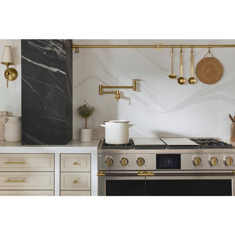 Matte Black Wall-Mount Swing Arm Pot Filler Faucet