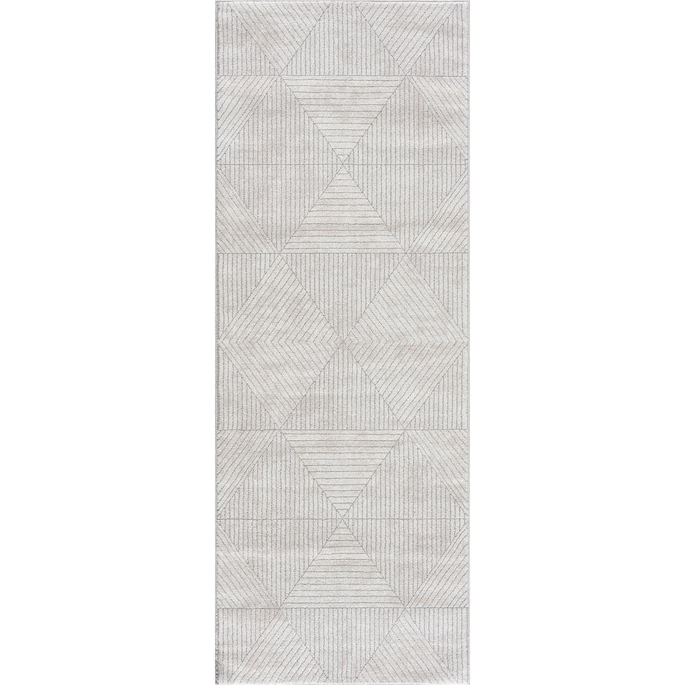 HomeRoots 5 X 8 Rag Olefin Beige Indoor Stripe Area Rug in the